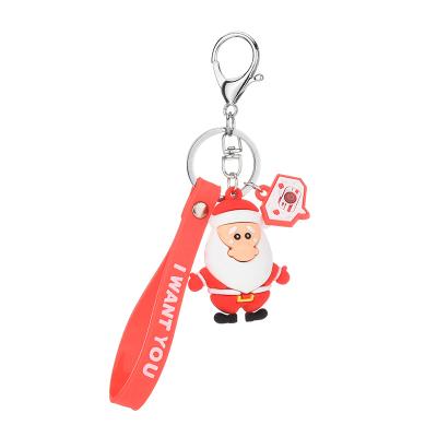 China 2021 Lovely Christmas Tree Cartoon Key Ring Characters Of Santa Claus Key Chain PVC Christmas Gift for sale