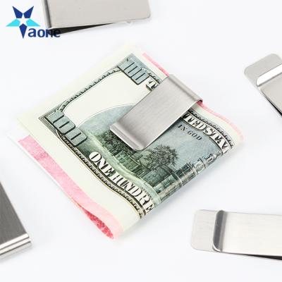 China High Quality Custom Europe Logo Stainless Steel Metal Money Clips Fashion Simple Silver Dollar Cash Sling Holder Wallet For Women Men for sale