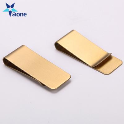 China Europe Custom LOGO OEM Printed Gold Brass Cash Sling Holder Portable Money Clips Wallet Purse For Pocket Metal Money Holder for sale