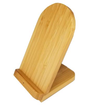 China Universal Qi 10W Fast Charging Bamboo Wireless Charger Stand Certified Bamboo Wireless Charger Stand for sale