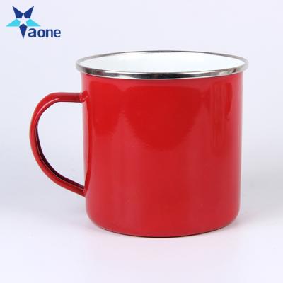 China High Quality Viable Red Color Enamel Mugs Coffee Mug Increasing Water Camping Travel Mugs Without Lid for sale