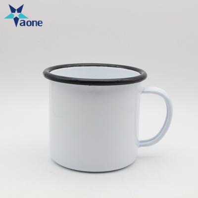 China Wholesale Bulk Cheap Viable White Empty Enamel Mugs Coffee Mug Travel Water Bottle for sale