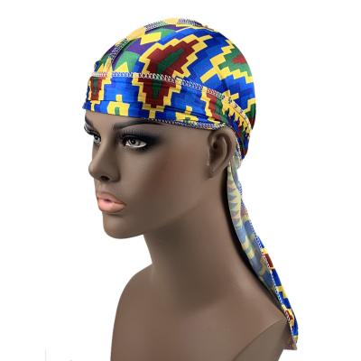 China Amazon Multifunctional Hot Sale Durags Style Designer Colorful Silk Ethnic National Durags For Men for sale