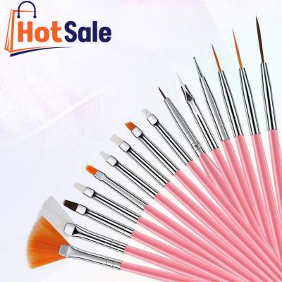 China 2021 Wholesale Cheap Private Label 15pcs NAIL Art Brush Set Fine Coating Acrylic Nylon Drawing Paint Brush Set for sale