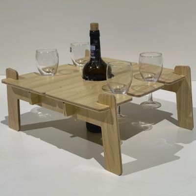 China Modern Wooden Picnic Table Portable Outdoor Camping With Wine Holder Cup Holder Small Camping Table for sale