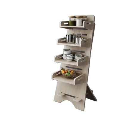 China Viable Folding Wood Shelf Factory Direct Supply For Salon Wooden Shelf Store Display Design Cosmetic Rack for sale