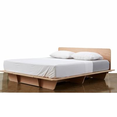 China Bett Minimalist Cama Wooden Double Bed Beds Lit Minimalist Wood Bedroom Furniture Platform King Queen Double Bed Frame for sale