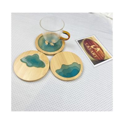 China Europe Art and craft Ocean Wave Epoxy Coasters for drinks Epoxy Resin Wooden Square Coasters - Unique Handmade Coaster for Table for sale