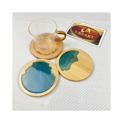 China Europe Resin Green Blue Ocean Wave Design Car Epoxy Coasters for Drinks Heat Insulation Coasters Round Drink Coasters Tea Cup Mat for sale