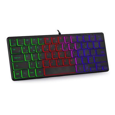 China Plug and Play Multicolor mini chocolate LED keyboard which is stock 60% gaming mechanical RGB wired keyboard for laptop and PC for sale