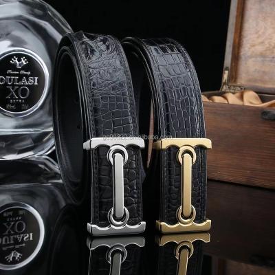 China OEM Wholesale Mens Factory Cowhide Men's Genuine Leather Business 3.5cm Smooth Buckle Belt Black Double Sided Cowhide for sale