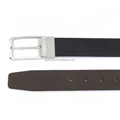 China Cow Hide Men's fashion Smooth Buckle Wholesale Belt Factory OEM Men's Genuine Leather Black Business 3.5cm Double Sided Cowhide for sale