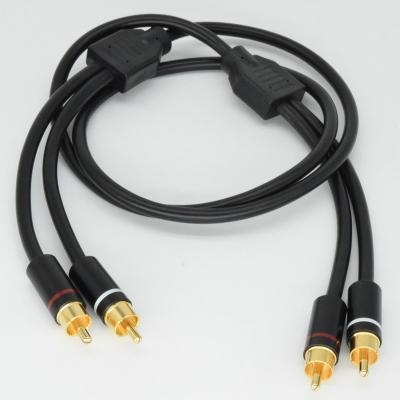 China Electronics gold plated buck aux. cable 2 rca to male rca 2rca high fidelity copper audio video cable for sale