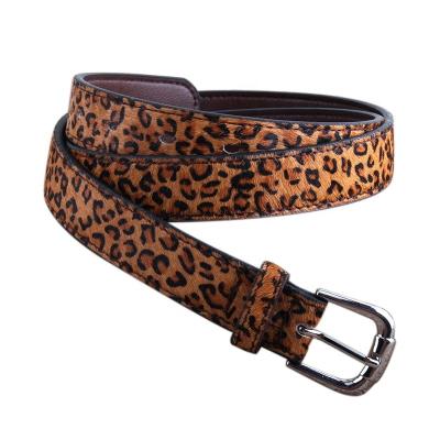 China Lady's Pin Buckle Horsehair Genuine Leather Accessory Belt Boho Leopard Spotted Comfortable Fashion Women's Gift Belt for sale