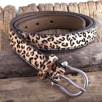 China Lady Spotted Horsehair Genuine Accessory Leather Belt Cowskin Leopard Belt Fashion Casual Women Gift for sale