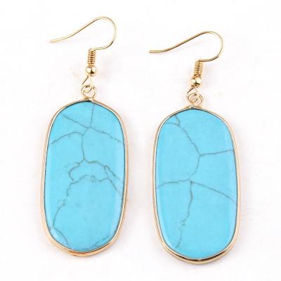 China CLASSIC Trend Women's Fashion Classic Trend Women's Natural Gray Rectangle Gemstone Earring Rose Quartz Turquoise Stone Earring for sale