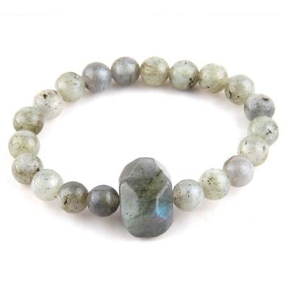 China New Style Stone Charm Stone Charm Large Irregular Labradorite Bracelet Natural Elastic Stretch 8mm Popular Bangle Environment Friendly for sale