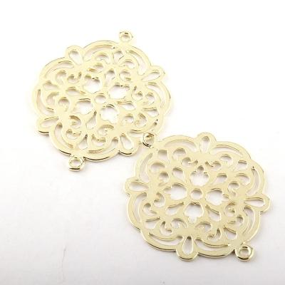 China Popular Round Hollow Flower Metal Fitting Connector For Making Necklace Bracelet Earring Jewelry Accessory for sale