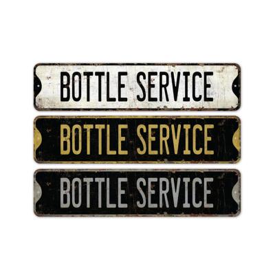 China No Fingerprint Retro Vintage Aluminum Bottle Service Sign Board For Club Bar for sale