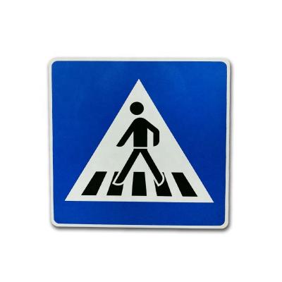 China No Fingerprint Blue Color Rectangle Aluminum Traffic Plate Pedestrian Road Safety Sign for sale