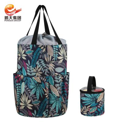 China Large and Small Blue Wholesale Viable Crochet Organizer Tote Bag Travel Knitting Two Layer Yarn Storage Bag for sale