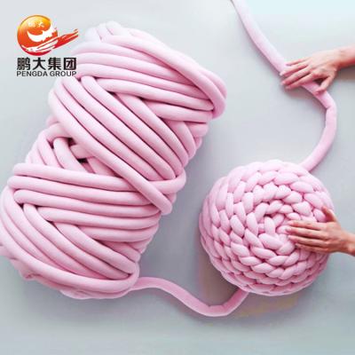 China Cavity Washable Giant Velvet Machine Polyester Cotton Tube Bulky Hand Knitting Yarn for sale