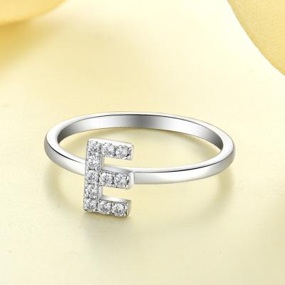 China Sterling Silver Adjustable Anti Rhinestone A - Z Letters Initial 925 Stackable Tarnish 925 Women's Name Ring Alphabet Rings for sale