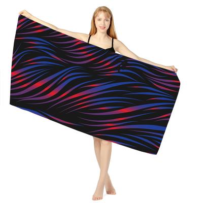 China Portable Abstract QUICK DRY Single Pattern Velvet Beach Towel Double Sided Spa Bath Towel Beach Swimming Travel for sale