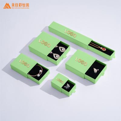 China Jewelry ; Collars; wristbands; earings ; custom rings logo slide set creative green paper jwelery jewelry packaging box for sale