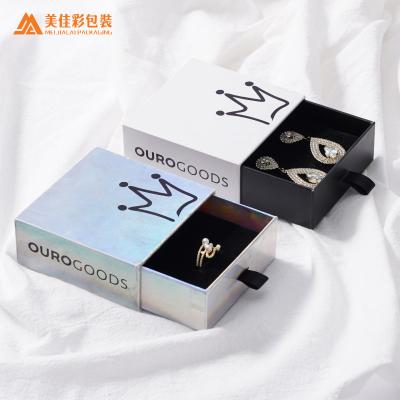 China Jewelry ; Collars; wristbands; earings ; Custom Slim Jewelry Rings Set Holographic Packaging Earrings Packaging Box for sale