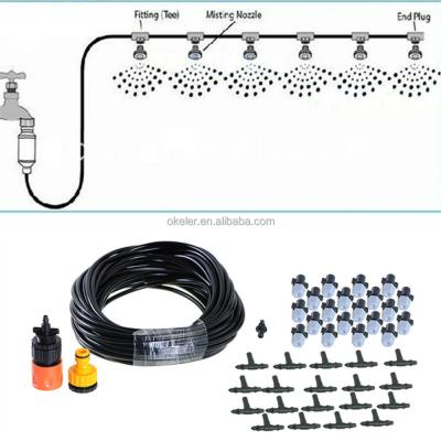 China 20m Plastic Hose 20 Sprinklers Cultivate Garden Irrigation System Mist Nozzle Watering Kits for sale