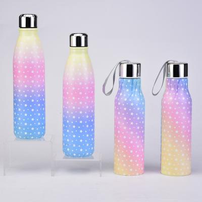 China Double Wall PORTABLE Stainless Steel Tumbler Coke Bottle Portable Sky Gradient Insulation Outdoor Sports Cup for sale