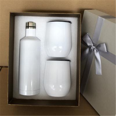 China 500ml Viable Glitter Stainless Steel Wine Tumbler Set 1 Wine Bottle Set 1 Stainless Steel Egg Shaped Mugs Sublimation Tumbler for sale