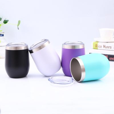 China 12oz Viable Mugs Colorful Powder Coating Stainless Steel Sublimation Double Wall Insulated Wine Tumbler Egg Cup Coffee Mug for sale