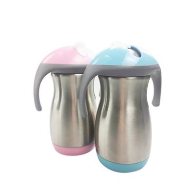 China New Arrival Sustainable 280ml Kids Water Bottle Sippy Tumbler Stainless Steel Tumbler With Lids And Straw for sale