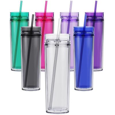 China Disposable Wholesale 16 Ounce Lean Plastic Tumbler Double Wall Acrylic Colored Matte Cups With Lids And Straws for sale