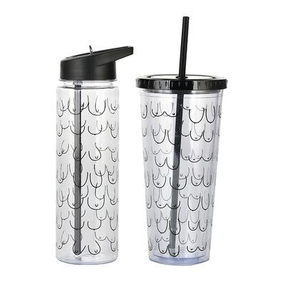 China Viable Wholesale Abstract Simple Personality Shopping Water Chest Fun Plastic Straw Mug for sale