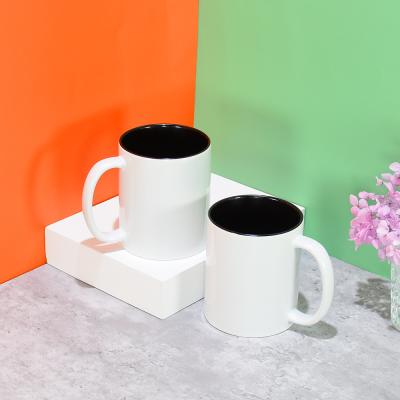 China Factory viable wholesale 11 oz mugs white outside and black inside sublimation porcelain mugs ceramic mugs for sale