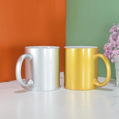 China Sustainable 11oz Hot Selling High Quality Products Customized Mugs Pearl Silver Mugs Ceramic Mugs for sale