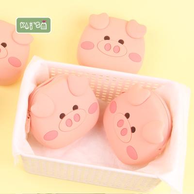 China KAI'SM Cute Silicone Coin Purse Cartoon Animal Pig Pink Animal Pig Coin Purse Support Customized Service for sale