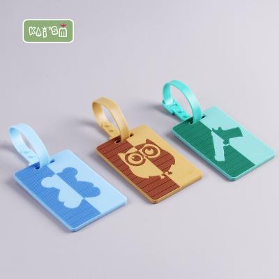 China KAI'SM 3D Cartoon Personality Luggage Tag Animal Cute PVC Luggage Tag Soft Support Customized Service for sale