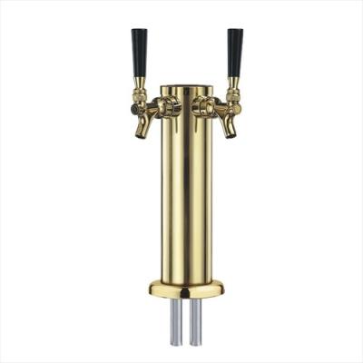 China Beer Bar & Brewery & Restaurant Full Stainless Steel Beer Dispenser Kegerator Tower With Two Gold US Standard Tap for sale