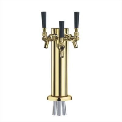 China Beer Bar & Brewery & Restaurant 100% Stainless Steel Full Column Beer Kegerator Three Tap Tower Three Tap Dispenser Triple Tower 3