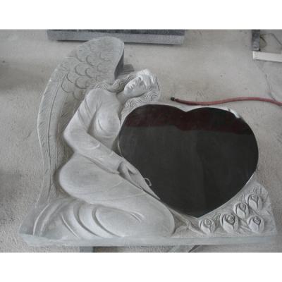 China Factory Direct Sale Black Heart Shape Headstone Traditional Monument Granite Poland Angel Tombstone For Graves for sale