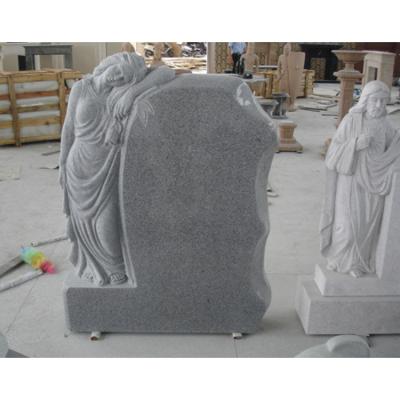 China Morden Cararra Modern White Marble Upright Headstone with Virgin Mary Madonna Statue for sale