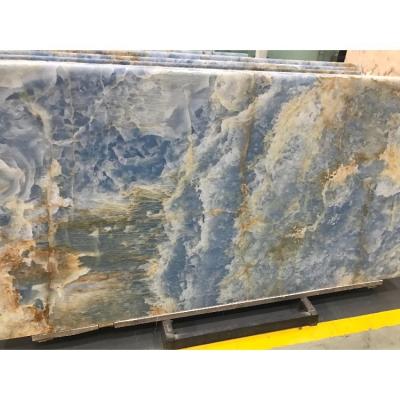 China New Style Modern Blue Onyx Veined Marble Luxury Flooring Slab for sale