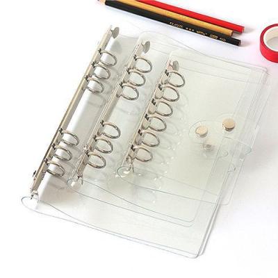 China Newest PVC Coating 6 Hole Transparent Notebook A5 Book A5 6 Ring Loose Leaf Binder for sale