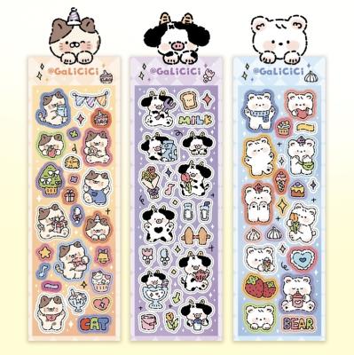 China Newest Cute Bear and Cat Daily Notebook Sticker Fashion Decorative Sticker Decorative Sticker for sale