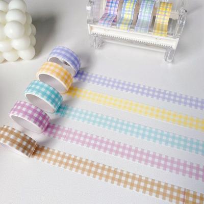 China Paper Tape Fashion INS Color Plaid Adhesive Tape Fashion Decoration Washi for sale