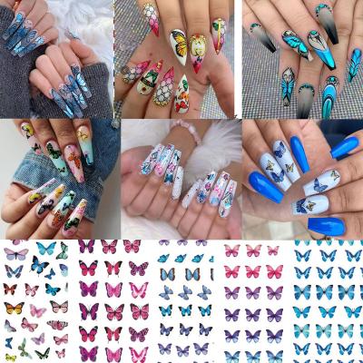 China Popular Art Fashion Laser Butterfly Nail Stickers Colorful Nail Stickers for sale